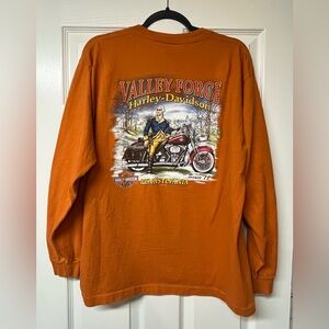 Harley Davidson orange long sleeve shirt Valley Force Pa
